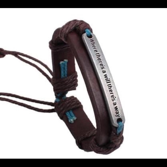 3 Inspirational Leather Metal Adjustable Bracelet - Picture 1 of 5